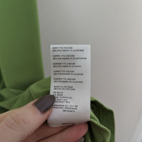 Urban Outfitters UO lime green cap sleeve zipper front v-neck Amal mini dress - Picture 4 of 6